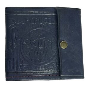 Vintage‎ Blue Handmade Hand-Tooled Embossed Moroccan Leather Wallet Coin Holder